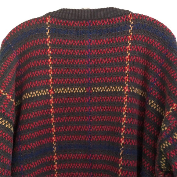 Eddie Bauer Chunky Knit Sweater Men's Sz L VTG 90s Colorful Plaid Textured Knit - Picture 6 of 12